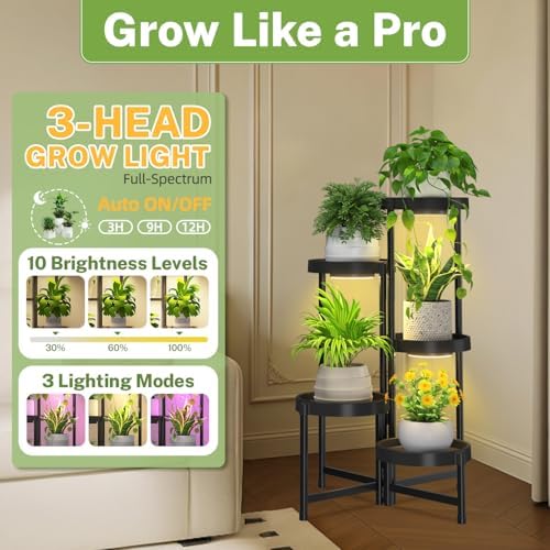 iDavosic.ly 5 Tier Folding Plastic Plant Stand Indoor, Grow Light - Image 4