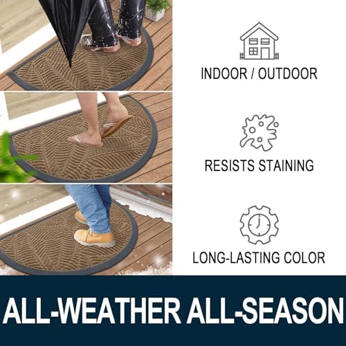 Colorxy Half Circle Waterproof Door Mat, Sturdy Rubber Doormat - Image 4