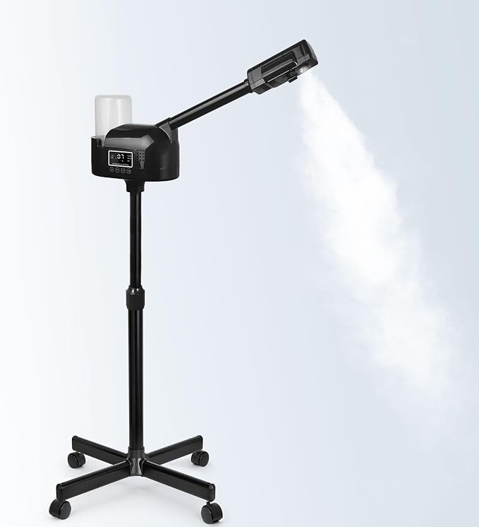 Professional Facial Steamer, Black Facial Steamer Upgrade PTC Heating, Esthetician Steamer Hot Mist Face Steamer for Salon Spa Beauty