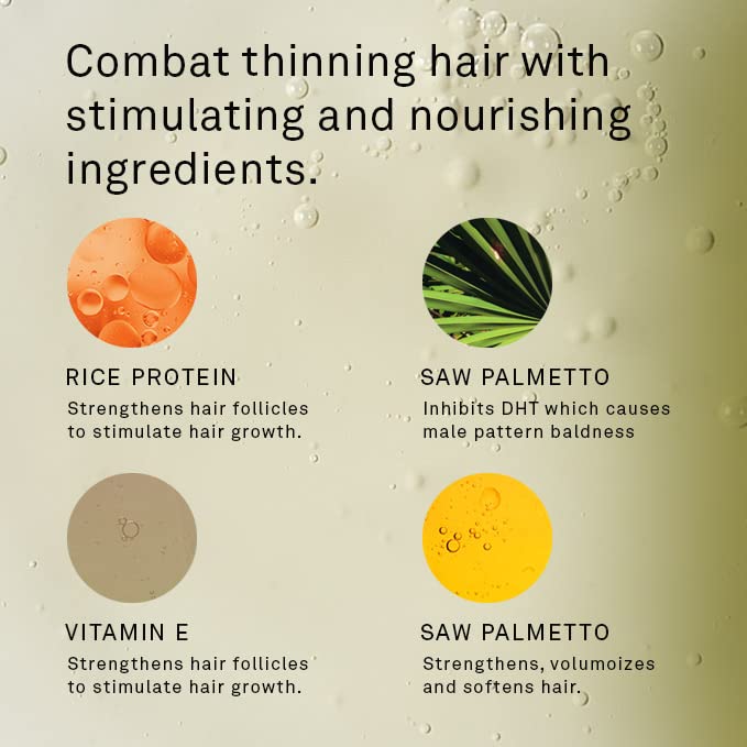Hawthorne Men's Thickening Shampoo for Thinning Hair. Fight Hair Loss with Rice Protein & Vitamin E. Strengthens Hair Follicles to Reduce Breakage. Mint and Eucalyptus Scent. 8 fl. oz. 2-Pack.