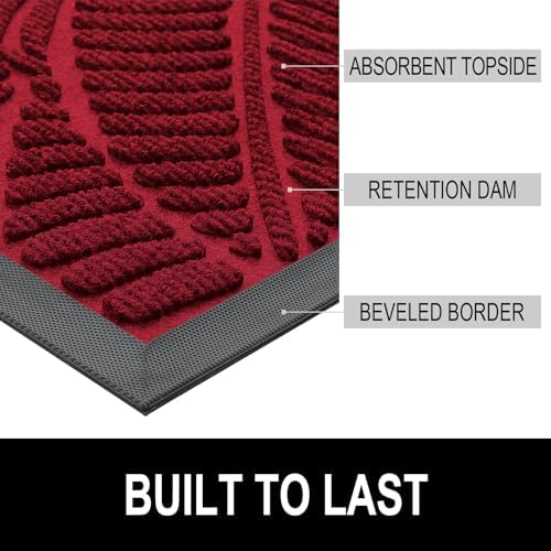 Colorxy Waterproof Front Doormat, Sturdy Natural Rubber Door Mat - Image 3