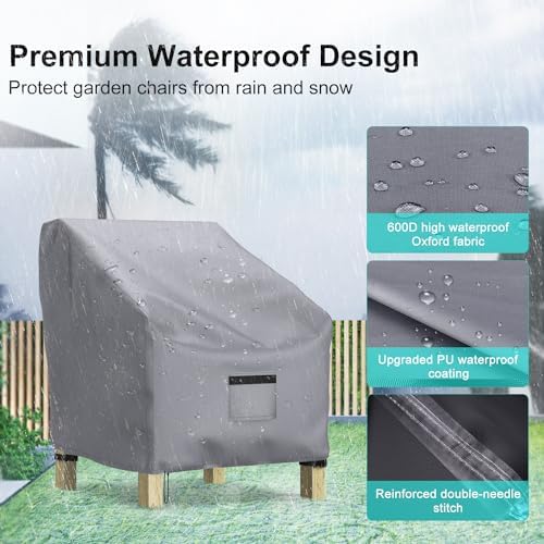 2 Pack Outdoor Patio Chair Covers Waterproof 31"Wx33"Dx36"H - Image 4
