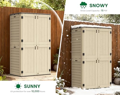 Outdoor Storage Shed Waterproof, 61 Cu.Ft Tall Vertical Resin Sheds - Image 6