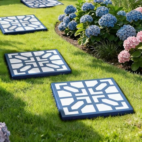 2 Pack Square Stepping Stones, 10” Cement Garden Path Stones in Moroccan Tile - Image 6