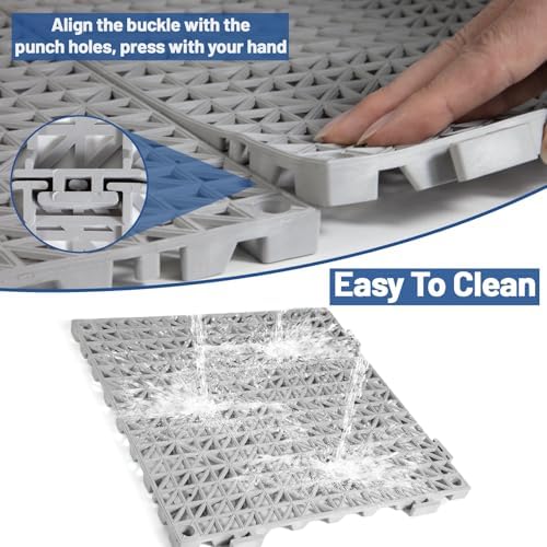12PCS Drainage Interlocking Floor Tiles 11.8" x 11.8", Modular Interlocking - Image 4
