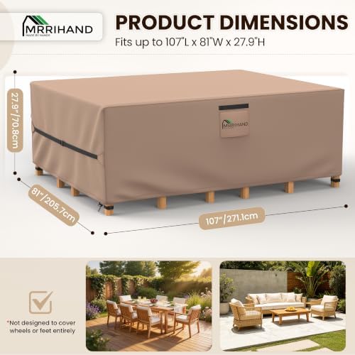 Mrrihand Outdoor Patio Furniture Covers Waterproof 107"Lx81"Wx27.9"H 600D - Image 6