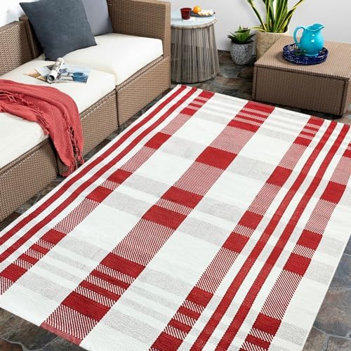 Christmas Plaid Outdoor Rug, Layering Rug - Image 6