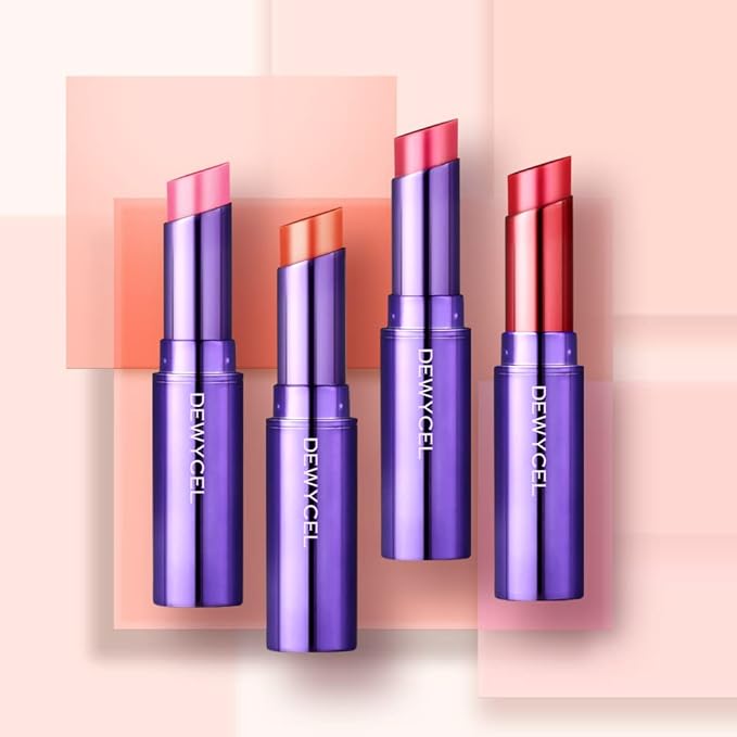 DEWYCEL TINTOURING BALM | #4 PURE RED | Non-Sticky Moisturizing & Hydrating Tinted Lip Balm for Chapped Lips | Natural Color Lip Glow Balm