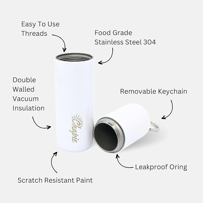 OG | Vacuum Insulated Lip Balm Keychain Holder, Prevents Melting & Messes | 3-Pack (Glitter)