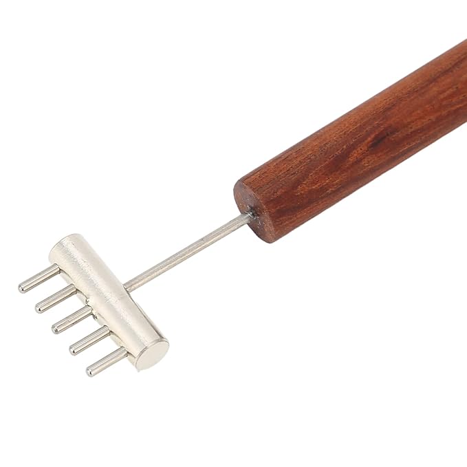 Double Head Design Face Massage Roller, Copper Wooden Handle Promote Circulation Double Head Skin Roller Massage Stick Copper Acupoint Pressing Tool