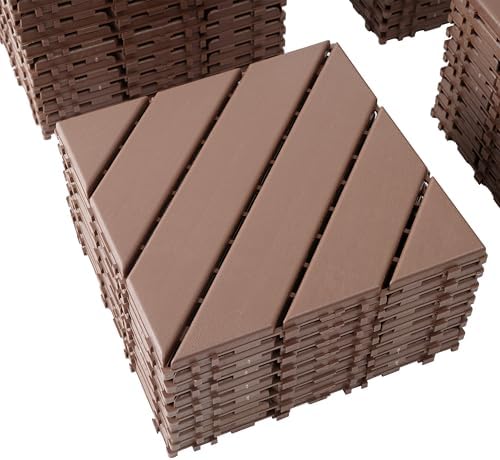 Plastic Interlocking Deck Tiles, 44 Pack Patio Deck Tiles, Patio Floor Decking - Image 2