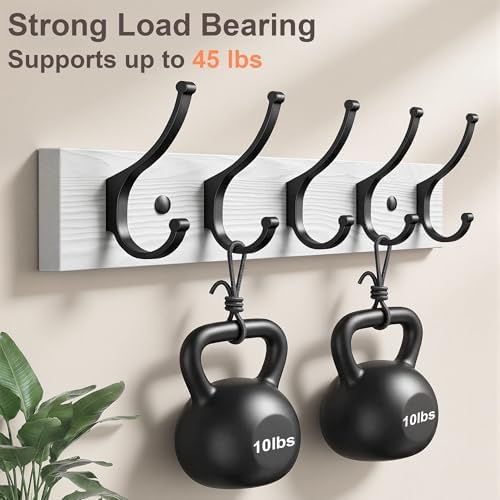 Optish 1 Pack Wooden Coat Rack Wall Mount, 16.1" Rustic Coat Hanger Hooks - Image 3
