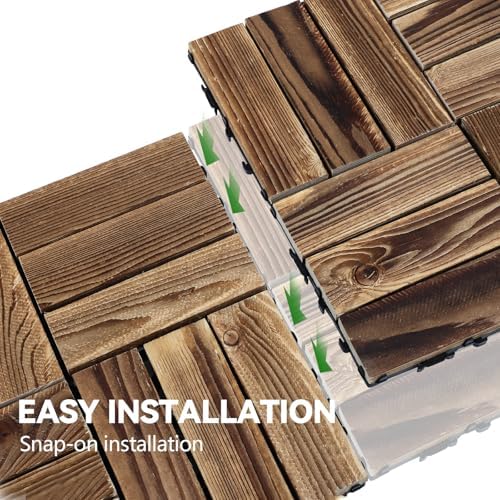 FAHKNS 20 PCS Acacia Wood Interlocking Deck Tiles - Image 4