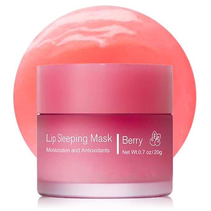 Hydrating Lip Sleeping Mask, Long Lasting Hydrating Night Lip Balms for Intensive Moisturizing and Care, Prevention Dry and Crack (BERRY) 0.7 OZ