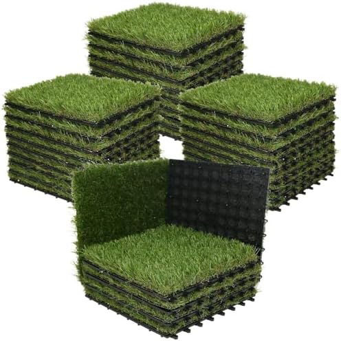 XLX TURF Artificial Grass Tiles Interlocking Outdoor Turf 12"x12" 36 Pack by XLXTURF