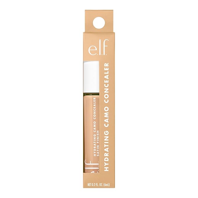 e.l.f. Hydrating Camo Concealer, Lightweight, Full Coverage, Long Lasting, Conceals, Corrects, Covers, Hydrates, Highlights, Medium Warm, Satin Finish, 25 Shades, All-Day Wear, 0.20 Fl Oz