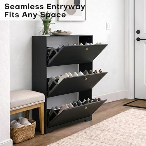 Nicetree Shoe Cabinet with 3 Flip Drawers, Entryway Shoes Organizer - Image 4