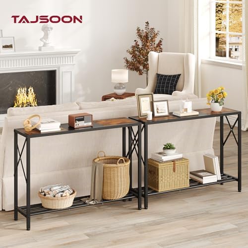 Tajsoon Console Table 41.8", 2 Tier Industrial Entryway Table - Image 2