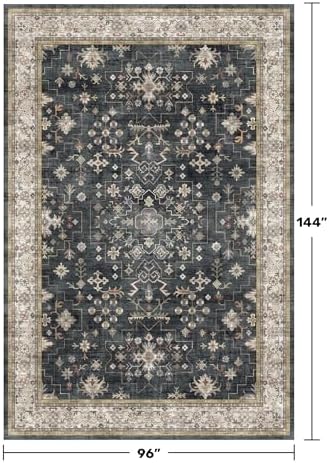 Black Boho Rug for Living Room 8x12 - Image 2