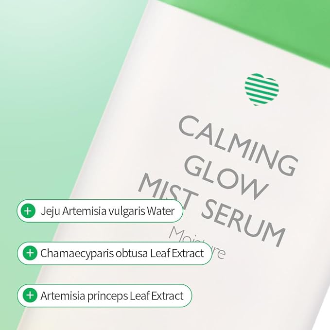 Glow Mist Serum – Hydrating & Soothing Face Mist Artemisia, Centella Asiatica, Evening Primrose, Korean Skin Care, Made in Korea, for Sensitive Skin (Calming, 3.38 oz)
