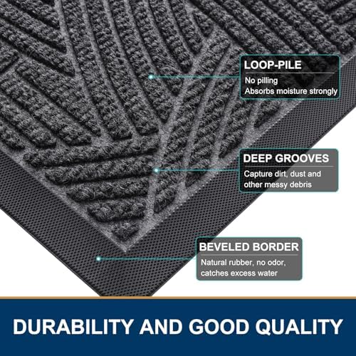 Smiry Front Door Mat Outside Entrance, Low Profile Rubber Doormat - Image 4