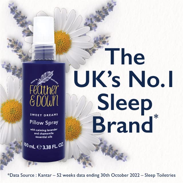 Feather & Down Sleeping Bag Gift Set: Luxury Eye Mask, Sleep Balm, Pillow Spray and Shower Cream, with Calming Lavender & Chamomile Essential Oils, Vegan & Cruelty Free