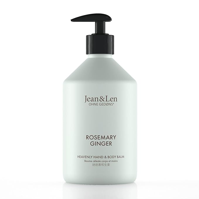Jean & Len Heavenly Hand & Body Balm Rosemary & Ginger, for a fragrant care experience, with organic argan oil and shea butter, minimalistic bottle, without parabens & silicones, 16.91 Fl. Oz.