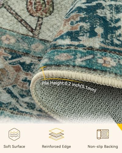 RELEANY Washable Area Rug, Round 8ft - Image 4