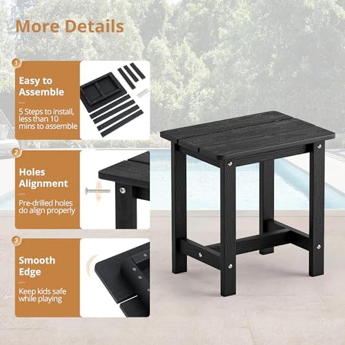 LUE BONA Small Outdoor Side Table, HDPS Adirondack Table - Image 6