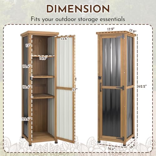 Ketive Tall Narrow Outdoor Storage Cabinet, 3 Adjustable Shelves - Image 5