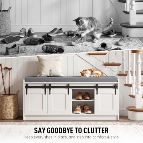 42" Farmhouse Shoe Storage Bench - Image 4