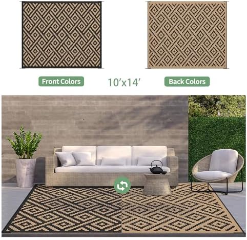 GENIMO Outdoor Rug, Waterproof Plastic Rugs 10'x14' - Image 4