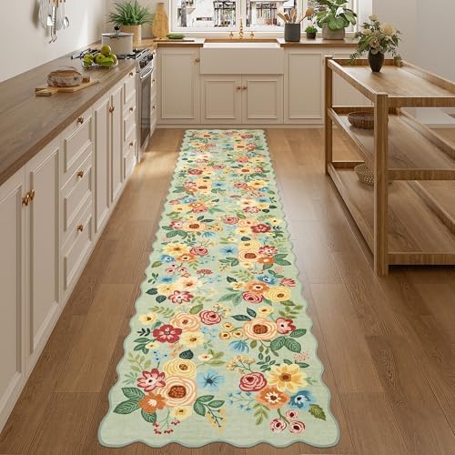 DUKINO 2.6x12 Washable Runner Rug, Floral Non Slip Long Kitchen Rug - Image 7