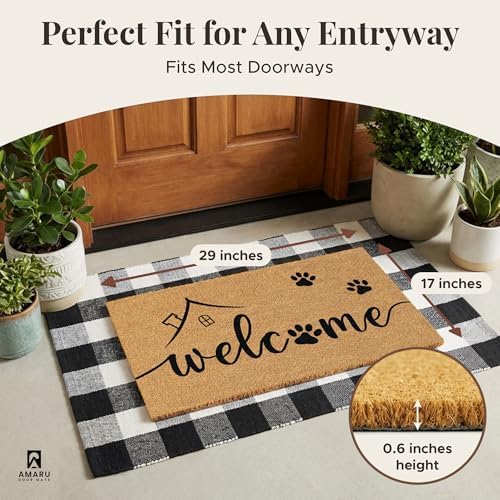 Coir Welcome Mat, Welcome Paws, 17 x 29 in - Image 3