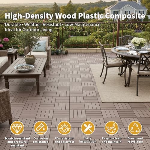 LIVING GREEN 11 PCS Interlocking Deck Tiles, All-Weather & Waterproof Composite - Image 3