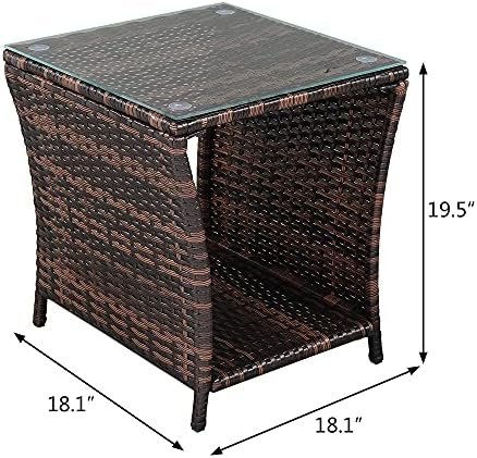 VINGLI Outdoor Wicker Side Table Patio Side Tables - Image 3