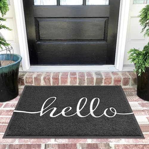 EARTHALL Door Mat Outside Inside Hello Doormat, Durable Floor Mat Non Slip Mat by EARTHALL