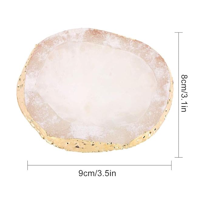 MISUD Resin Nail Art Palette, Nail Polish Drawing Color Dish Golden Edge Resin Stone Paint Drawing Color Dish Manicure Nail DIY Tool (White)