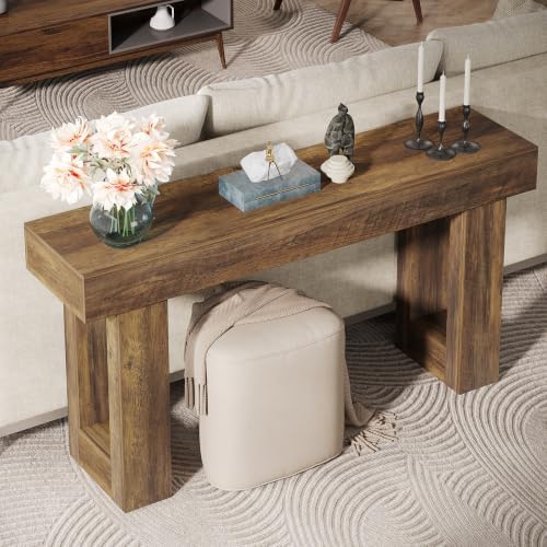 Tribesigns 63-Inch Long Console Table, Wooden Rectangular Sofa Table Behind The - Image 5