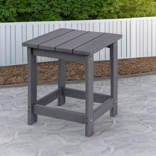 LZRS Patio Side Table, Heavy Duty HDPE Outdoor End Table - Image 2