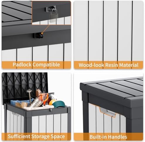 PatioZen 50 Gallon Resin Deck Box, Lockable Patio Outdoor Storage Box - Image 3