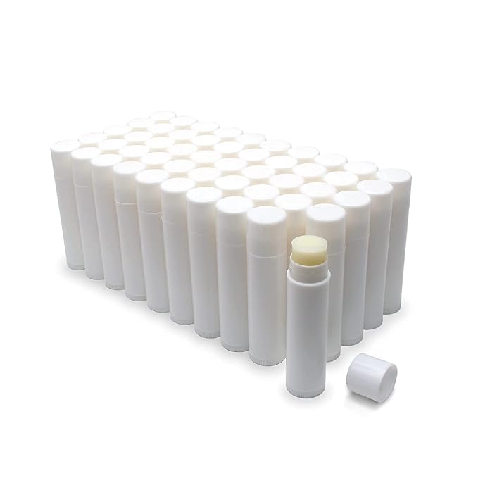 Natural Lip Balm Bulk, Customizable, 50 Pack, Vanilla | Add Your Own Labels For Party Favors, Gift Baskets, Business Branding, or Weddings. For Men, Women, and Children