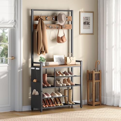 HOOBRO Hall Tree with Bench, Shoe Rack with Coat Rack, Coat Rack with Shoe - Image 2