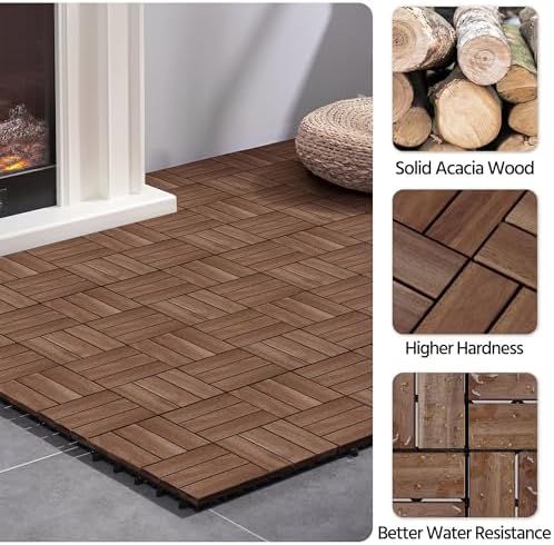 Yaheetech 54PCS Acacia Wood Deck Tiles Interlocking Patio Flooring - Image 4