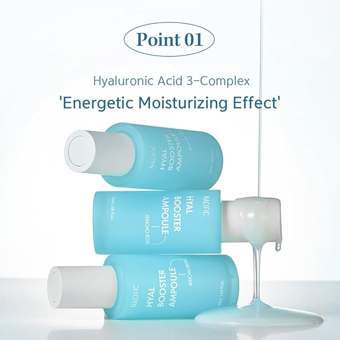 NACIFIC Hyal Booster Hydrating Set Toner 150ml 5.07fl.oz, Ampoule 50ml 1.69fl.oz, Cream 50ml 1.69fl.oz Hyaluronic Acid hydration and calming, ph5.5, Sensitive Skin