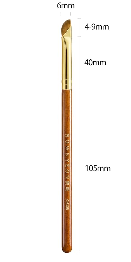 Desert Oak Series Angled Eyeliner Brush - Ultra-Fine Nylon Bristles for Razor-Sharp Gel/Liquid/Powder Lines, Anti-Smudge Design, Ebana Handle & Brass Ferrule (CM 180)