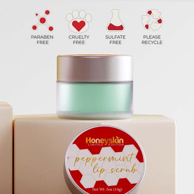 Lip Exfoliator Scrub and Lip Treatment - Gentle Lip Repair for Dry Cracked Lips and Lip Scrubs Exfoliator and Moisturizer - All Naturals Lip Brightening for Dark Lips (Peppermint)