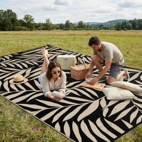Smiry Outdoor Rug 9x12 ft Waterproof Reversible Leaf Mat - Image 4