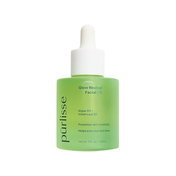 pürlisse Glow Revival Hydrating Face Oil for Women & Men - Enriched with Violet Leaf & Algae Oil for an Even Complexion - Soothing Oolong Extract Helps Boost Elasticity & Calm Irritation (1 Fl oz)