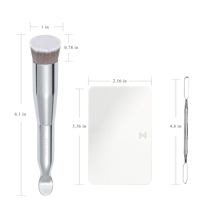 Foundation Makeup Spatula Mixing Makeup Palette Spatula Foundation Brush, Makeup Spatula and Palette Set, Spatula for Makeup Professional Makeup Tool(Foundation Bruh+Spatula+Palette)